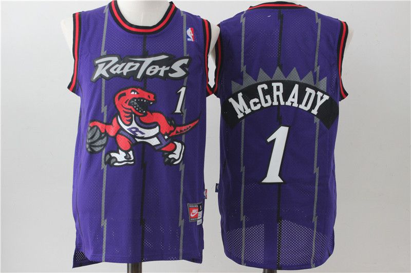Men Toronto Raptors #1 Mccrady Purple Throwback NBA Jerseys